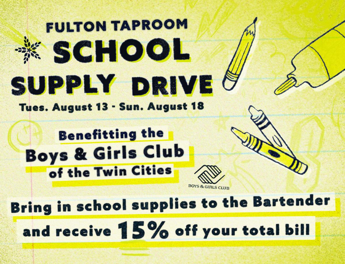 Fulton Taproom School Supply drive